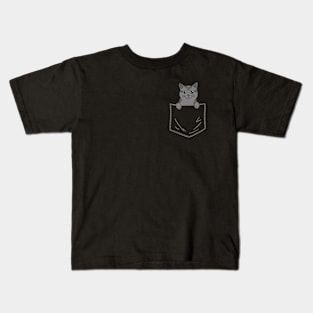 Gray Cat in your pocket Kids T-Shirt